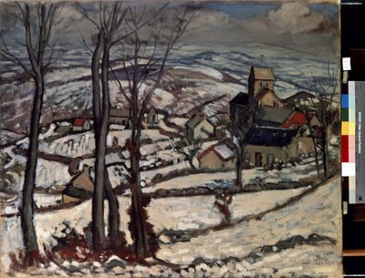 Pueblo de Morvan bajo la nieve. Pintura de Louis Charlot (1878-1951) de Louis Charlot