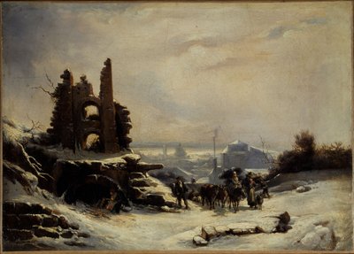 El regreso del mercado (efecto de nieve en París), hacia 1830 (óleo sobre lienzo) de Louis Claude Mallebranche
