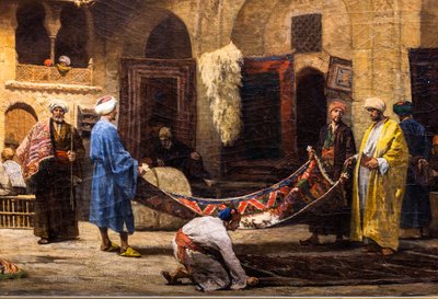 Bazar de alfombras en el Khan Khalil de El Cairo de Louis Claude Mouchot