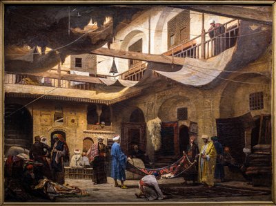 Bazar de alfombras en el Khan Khalil de El Cairo de Louis Claude Mouchot