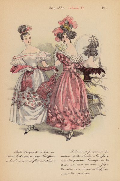 La moda francesa: 1829-1830, Carlos X (litografía en color) de Louis Colas