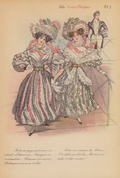 Moda francesa: 1831, Louis-Philippe (litografía en color) de Louis Colas