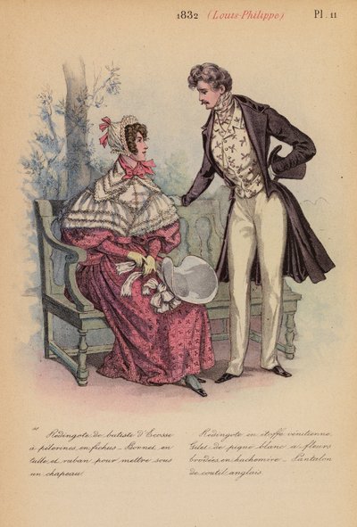 Moda francesa: 1832, Louis-Philippe (litografía en color) de Louis Colas