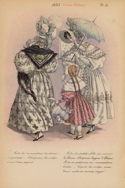 Moda francesa: 1833, Louis-Philippe (litografía en color) de Louis Colas