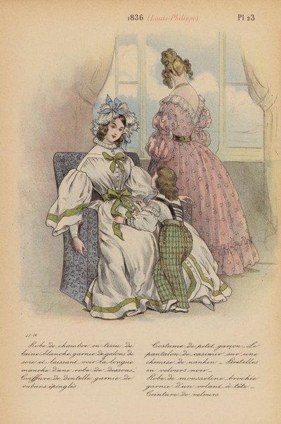 Moda francesa: 1836, Louis-Philippe (litografía en color) de Louis Colas