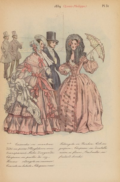 Moda francesa: 1839, Louis-Philippe (litografía en color) de Louis Colas