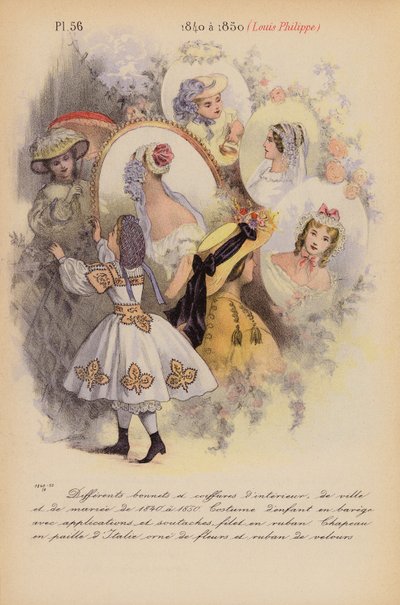La moda francesa: 1840 a 1850, Louis-Philippe (litografía en color) de Louis Colas
