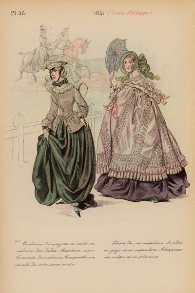 Moda francesa: 1841, Louis-Philippe (litografía en color) de Louis Colas