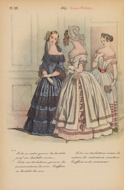 Moda francesa: 1842, Louis-Philippe (litografía en color) de Louis Colas