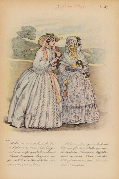 Moda francesa: 1846, Louis-Philippe (litografía en color) de Louis Colas
