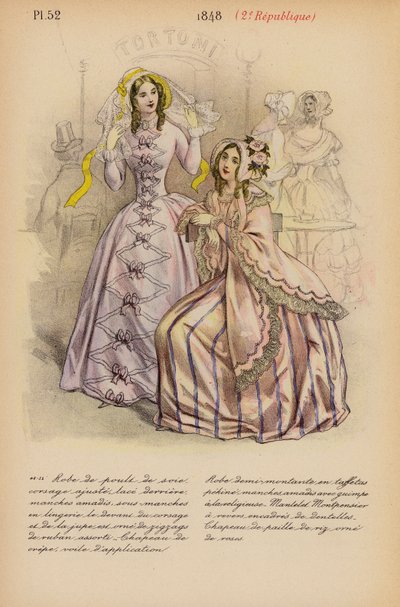 La moda francesa: 1848, 2e Republique (litografía en color) de Louis Colas