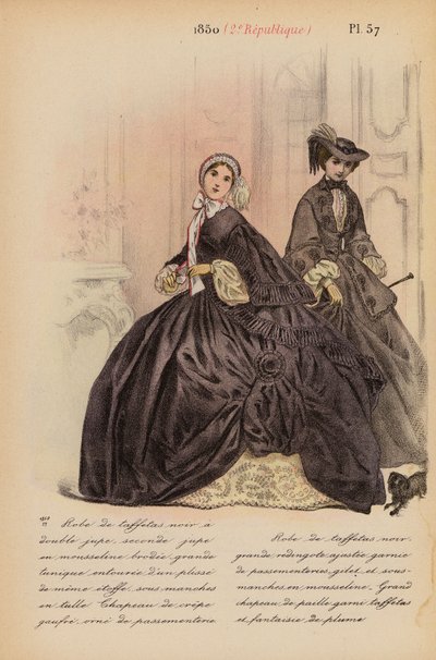 La moda francesa: 1850, 2e Republique (litografía en color) de Louis Colas