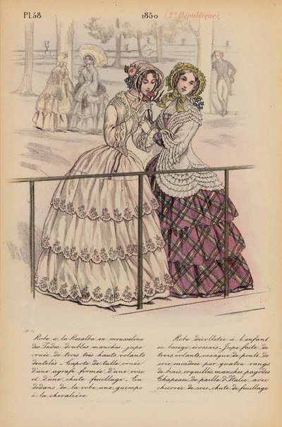 La moda francesa: 1850, 2e Republique (litografía en color) de Louis Colas