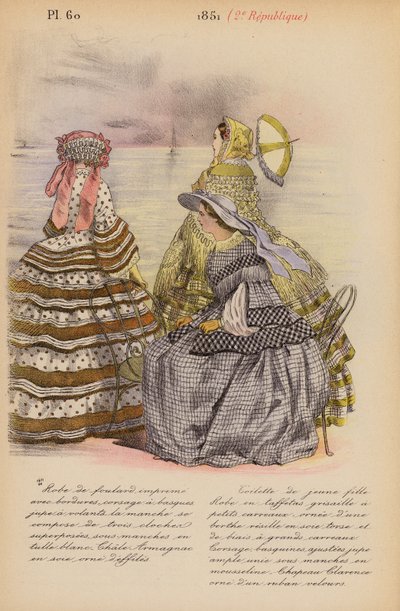 La moda francesa: 1851, 2e Republique (litografía en color) de Louis Colas