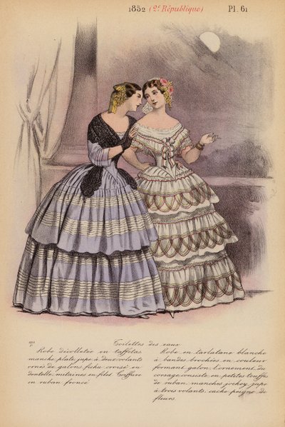 La moda francesa: 1852, 2e Republique (litografía en color) de Louis Colas
