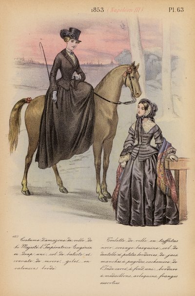 Moda francesa: 1853, Napoleón III (litografía en color) de Louis Colas