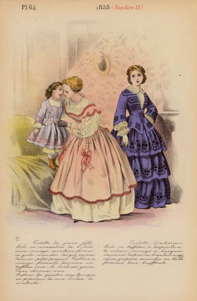 Moda francesa: 1853, Napoleón III (litografía en color) de Louis Colas