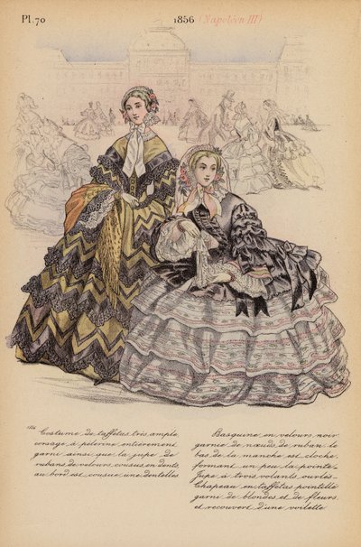Moda francesa: 1856, Napoleón III (litografía en color) de Louis Colas
