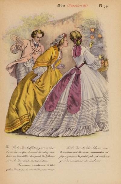 Moda francesa: 1860, Napoleón III (litografía en color) de Louis Colas