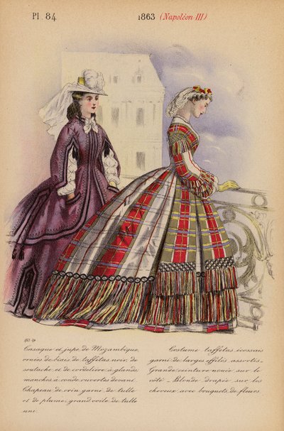 Moda francesa: 1863, Napoleón III (litografía en color) de Louis Colas