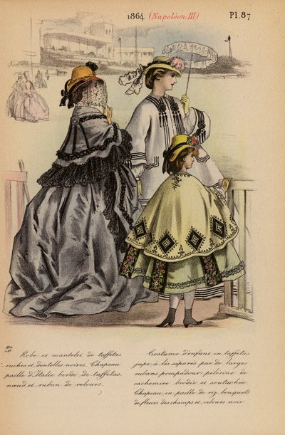 Moda francesa: 1864, Napoleón III (litografía en color) de Louis Colas