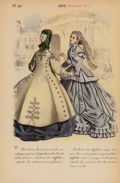 Moda francesa: 1866, Napoleón III (litografía en color) de Louis Colas