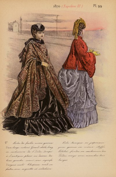 Moda francesa: 1870, Napoleón III (litografía en color) de Louis Colas
