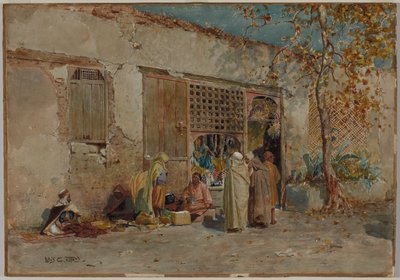 Escena marroquí, c. 1871 (acuarela con aguada y grafito sobre papel de estraza montado sobre cartón) de Louis Comfort Tiffany