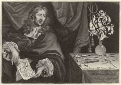 Impresión del título con el retrato de Louis Roupert
Adornos para plateros (título de la serie) de Louis Cossin