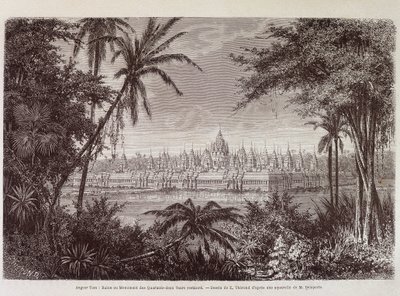 Vista de Angkor Thom alrededor de 1870 - en “Viaje a Camboya” por Louis Delaporte, París de Louis Delaporte