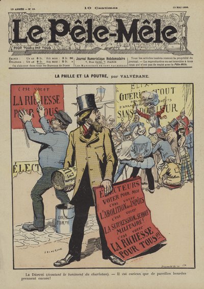 La paja y la viga. Ilustración para Le Pele-Mele de Louis Denis Valverane
