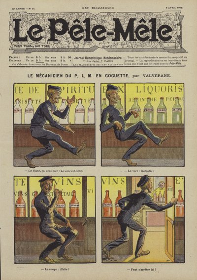 El mecánico del P.L.M. de juerga. Ilustración para Le Pele-Mele, 1906 de Louis Denis Valverane