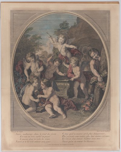 Sátira audaz en el fondo del bosque, 1714-39 de Louis Desplaces