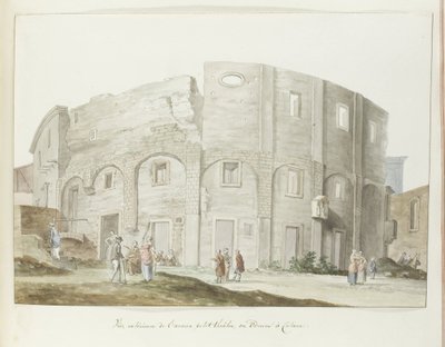 Buitenmuur van oude theater van Catanië
Vista exterior del antiguo teatro pequeño u Odeum de Catania (título en el objeto)
Viaje a Italia, Sicilia y Malta - 1778 (título de la serie) de Louis Ducros