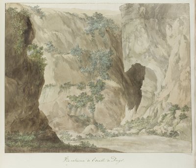 Buitenwand van de grot Oreille de Denys
Vista exterior de la Oreja de Denys (título en el objeto)
Voyage en Italie, en Sicile et à Malte - 1778 (título de la serie) de Louis Ducros