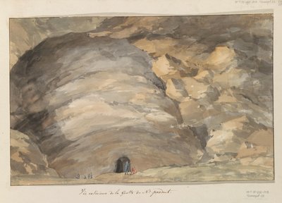 Vista exterior de la cueva de Santa María Capella
Vista exterior de la cueva del número anterior (título en el objeto)
Viaje a Italia, Sicilia y Malta - 1778 (título de la serie) de Louis Ducros