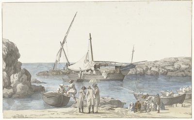 Vista de Taranto y del refugio de Luogo Vivo
Vista de nuestro barco Taranto y el puerto del número anterior tomada desde tierra (título en el objeto)
Voyage en Italie, en Sicile et à Malte- 1778 (título de la serie) de Louis Ducros