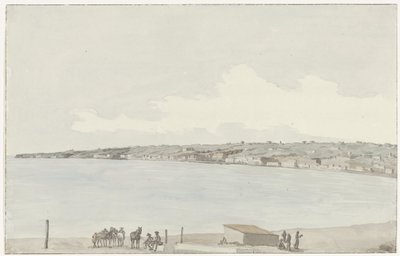 Vista del promontorio Pausilype con el antiguo palacio de la reina Jeanne y el campo de Sannazar desde el balcón de la posada Vue du Promontoire de Pausilype, prise du balcon de notre auberge où se trouvent l