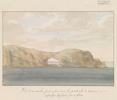 Vista de las rocas con la puerta en la pequeña isla de Cumina en Gozo
Vista de una roca expuesta en la pequeña isla de Cumina, antiguamente Hephaestia, cerca de Ghozo (título en el objeto)
Voyage en Italie, en Sicile et à Malte - 1778 (título de la serie de Louis Ducros