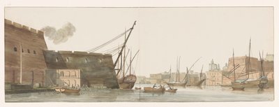 La visión de la obra en el puerto de Malta
Vista del astillero en el puerto de las Galeras en Malta (título en el objeto)
Voyage en Italie, en Sicile et à Malte - 1778 (título de la serie) de Louis Ducros