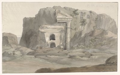 Tumbas con fachada de estilo dórico talladas en la roca cerca de Siracusa
Voyage en Italie, en Sicile et à Malte - 1778 (título de la serie) de Louis Ducros