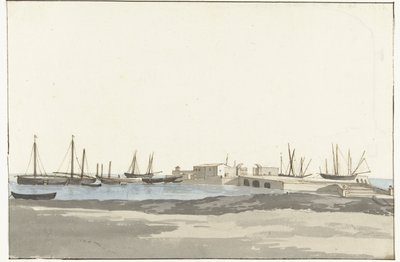 Haven van Barletta met schepen
Muelle del puerto de Barletta (título en el objeto)
Viaje a Italia, Sicilia y Malta - 1778 (título de la serie) de Louis Ducros