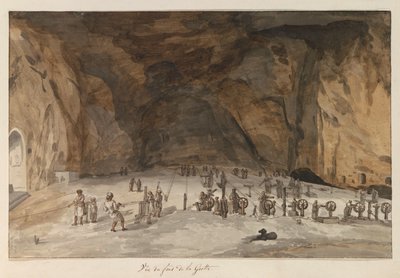 Interior de la gruta de Santa María Capella
Vista desde la parte trasera de la Gruta (título en el objeto)
Viaje a Italia, Sicilia y Malta - 1778 (título de la serie) de Louis Ducros