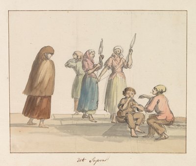 Trajes de la isla de Gozo
Traje de Gozo (título en el objeto)
Voyage en Italie, en Sicile et à Malte - 1778 (título de la serie) de Louis Ducros