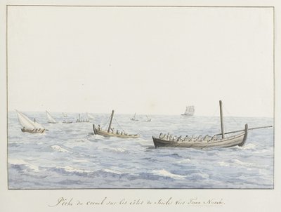 Pescadores de coral en la costa de Sicilia frente a Terra Nuova
Pêche du corail sur les côtes de Sicile vers Terra Nuova (título en el objeto)
Voyage en Italie, en Sicile et à Malte - 1778 (título de la serie) de Louis Ducros