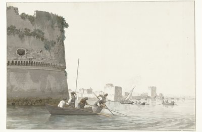 Mosselvissers op Mare Piccolo bij de vestingwerken van Taranto
Pescando mejillones en el Mare Piccolo de Taranto visto desde la esquina de la Ciudadela (título en el objeto)
Voyage en Italie, en Sicile et à Malte - 1778 (título de la serie) de Louis Ducros