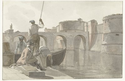 Nuevo vestingsgracht de los vestingwerken en Taranto
Vista del nuevo foso de la Ciudadela de Tarento (título en el objeto)
Viaje a Italia, Sicilia y Malta - 1778 (título de la serie) de Louis Ducros