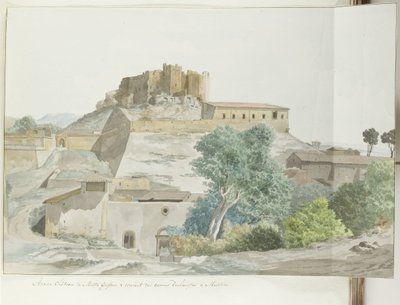El castillo de Mata y Grifone y el castillo de los caballeros, los más grandes de Mesina
Antiguo Castillo de Matta Griffone, y convento de las Carmelitas Descalzas en Messina (título en el objeto)
Viaje a Italia, Sicilia y Malta - 1778 (título de la seri de Louis Ducros
