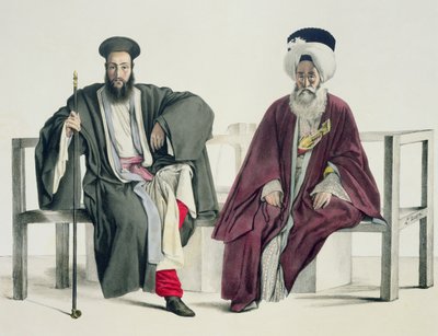 Un sacerdote griego y un turco, grabado por los hermanos Thierry, 1825 de Louis Dupré