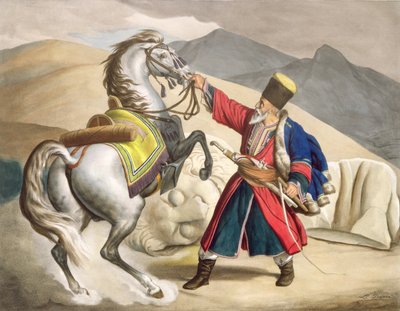 Un Tártaro con su Caballo, grabado por los Hermanos Thierry, 1825 de Louis Dupré